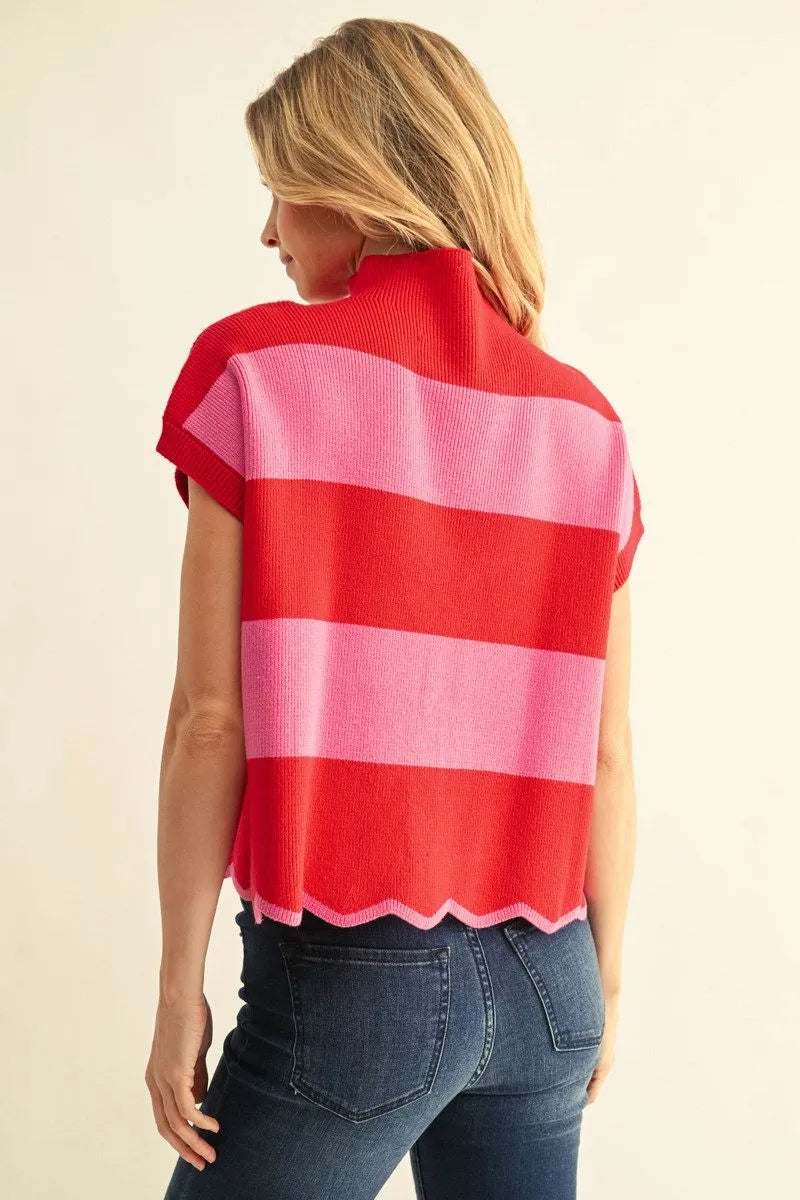 JODIFL RED/PINK SWEATER H51009