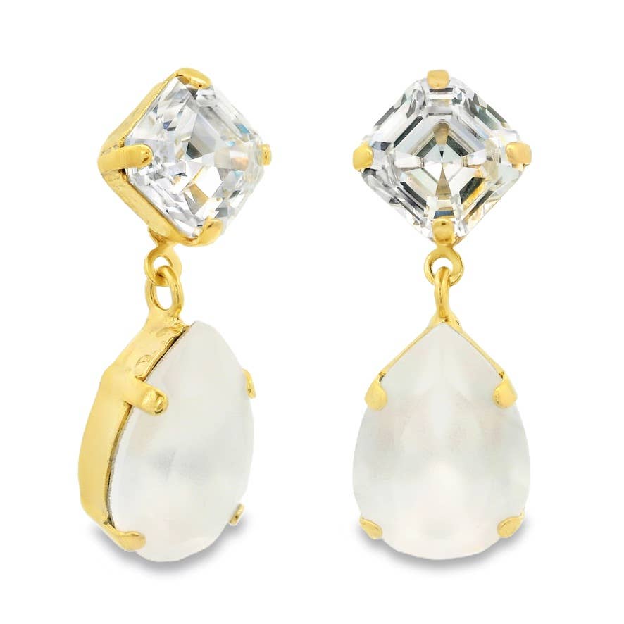 TOVA Estelle Earrings in White Matt