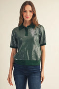 JODIFL GREEN SEQUIN TOP G15920