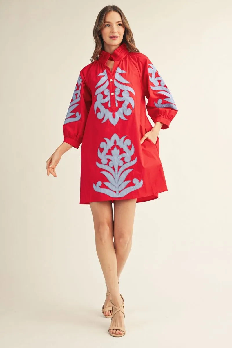 JODIFL RED/BLUE DRESS G15266