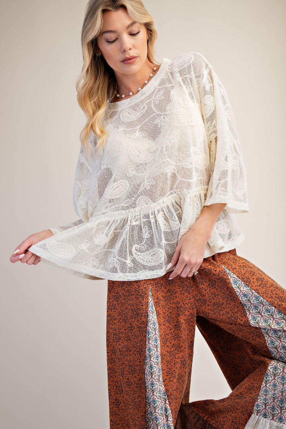 EASEL NATURAL LACE TOP ET30264