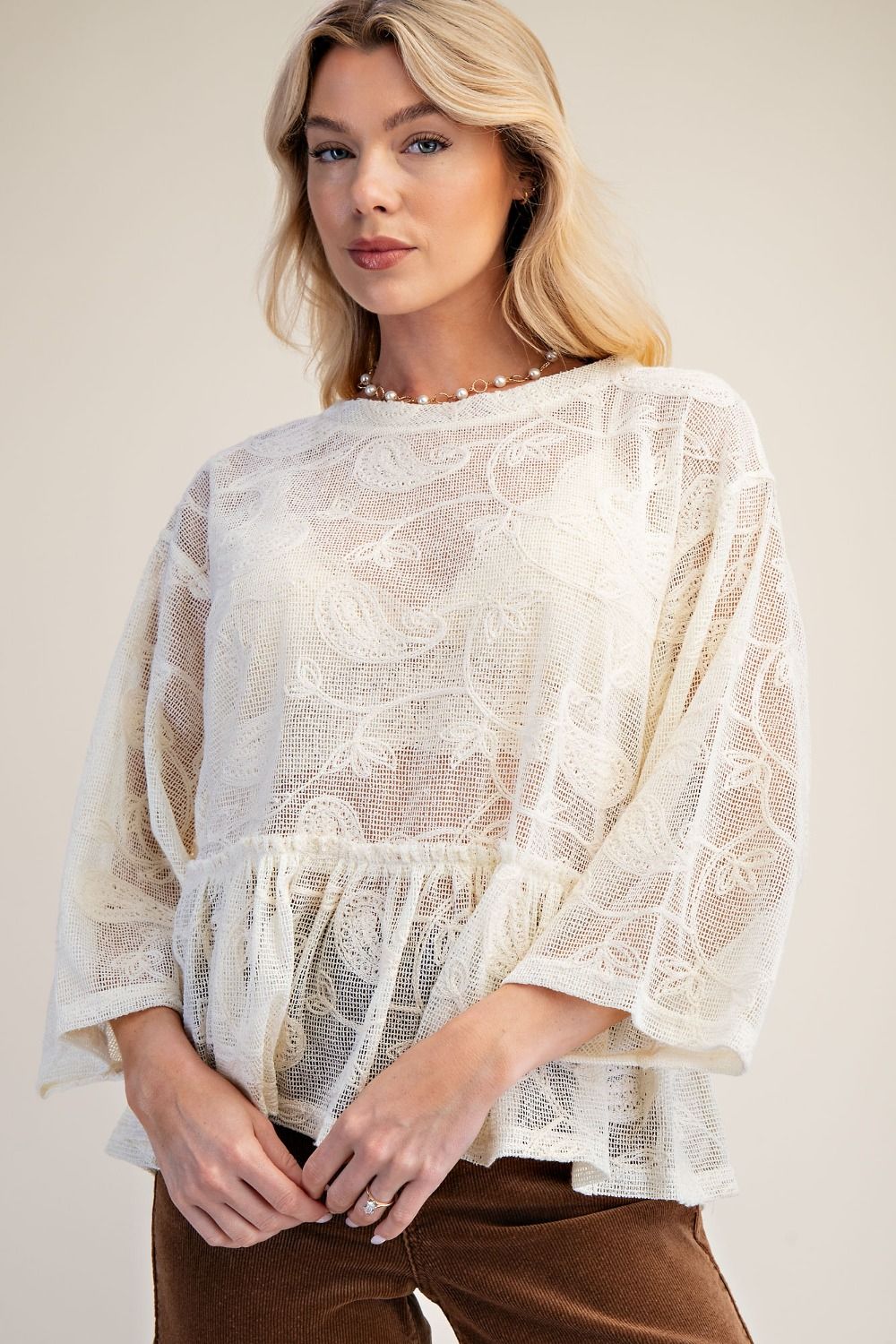 EASEL NATURAL LACE TOP ET30264