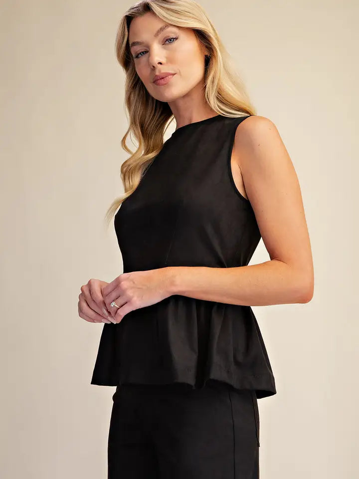 GLAM BLACK PEPLUM TOP T8488