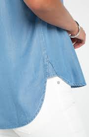 Liverpool Sunlit Blue Chambray Popover Top