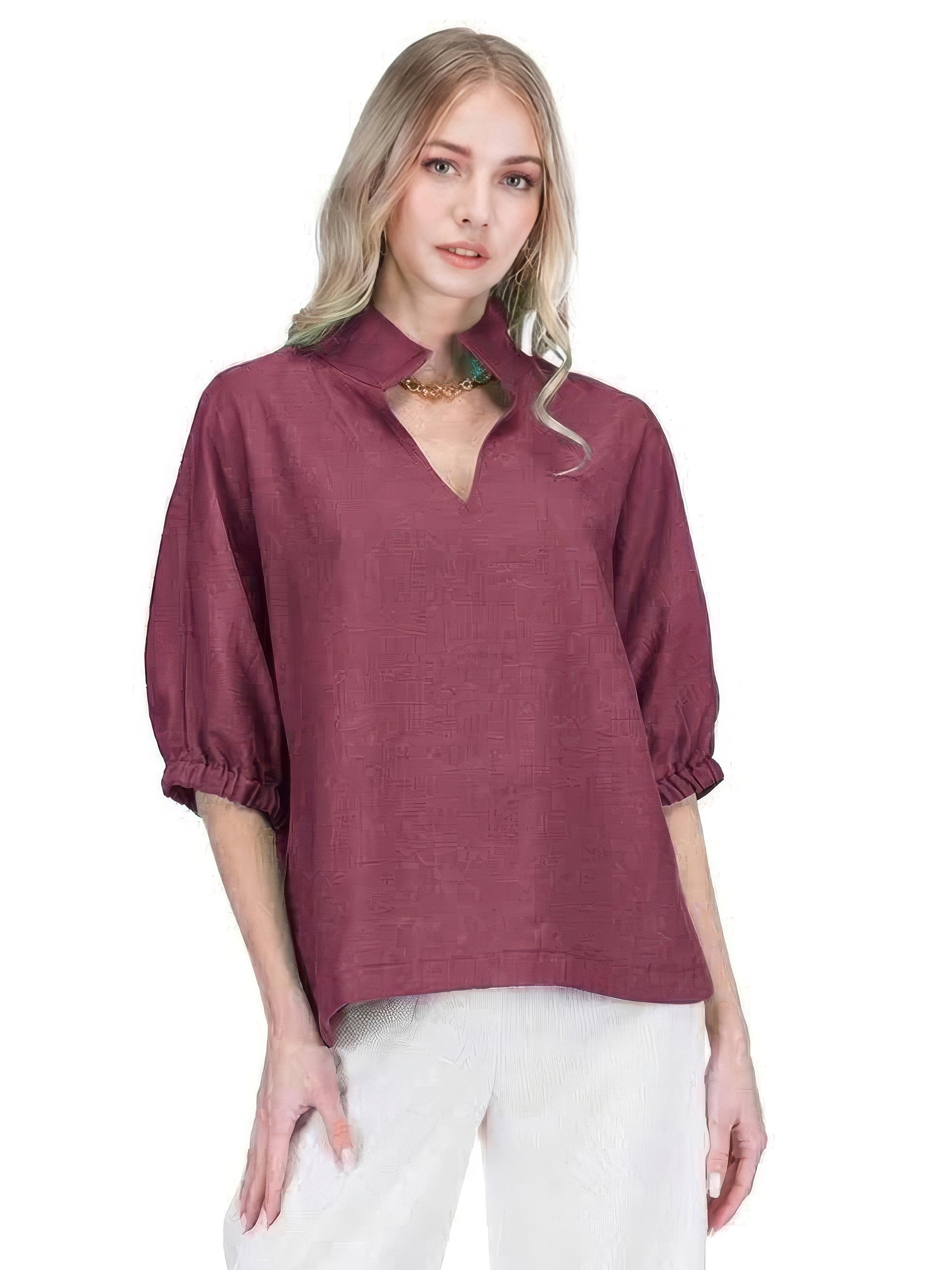 Jade Maroon Collar Top