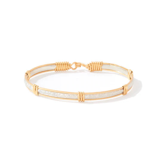 Katbird Bracelet - Sterling Silver Bar with 14K Gold Artist Wire / 7" - M