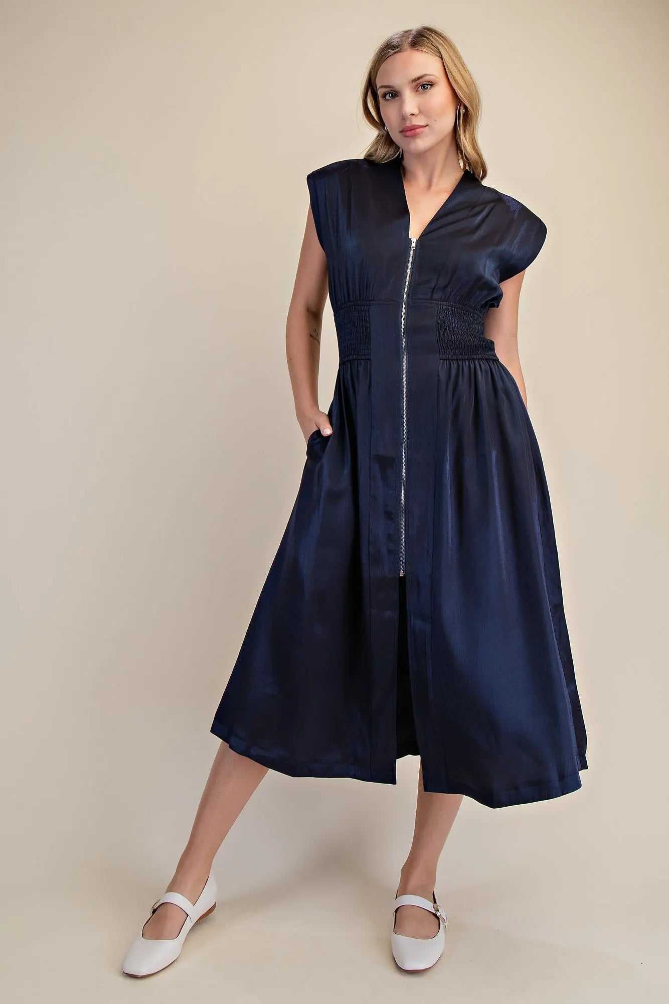 Glam VNECK DRESS FRONT ZIP GD9632