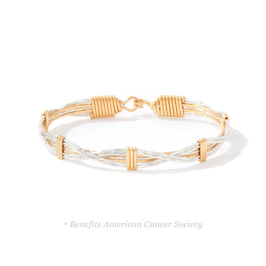 Sands of Time Bracelet - 14K Gold Artist Wire & Sterling Silver with Sterling Silver X's / 7.5" - L