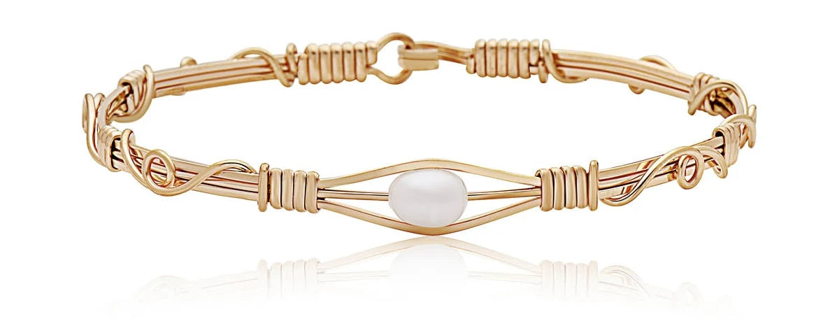 Free Spirit Bracelet - 14K Gold Artist Wire and Sterling Silver Scrollwork / 7.5" - L