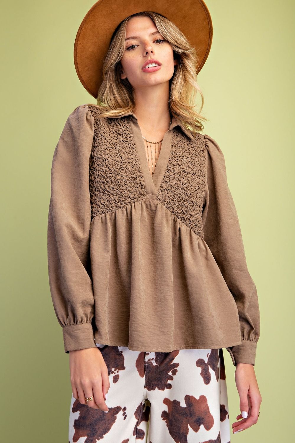 EASEL OLIVE GREY TOP ST100256