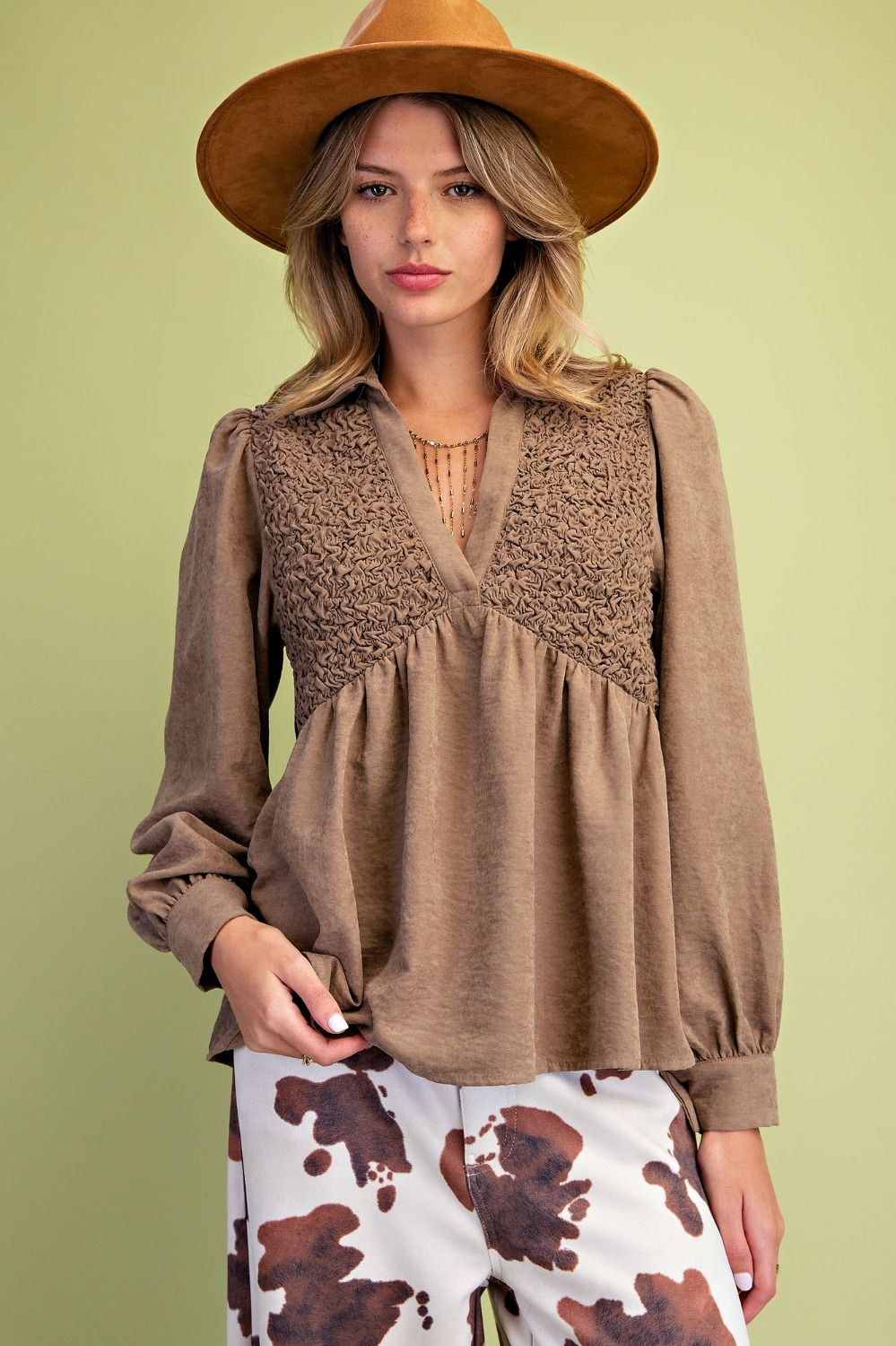 EASEL OLIVE GREY TOP ST100256
