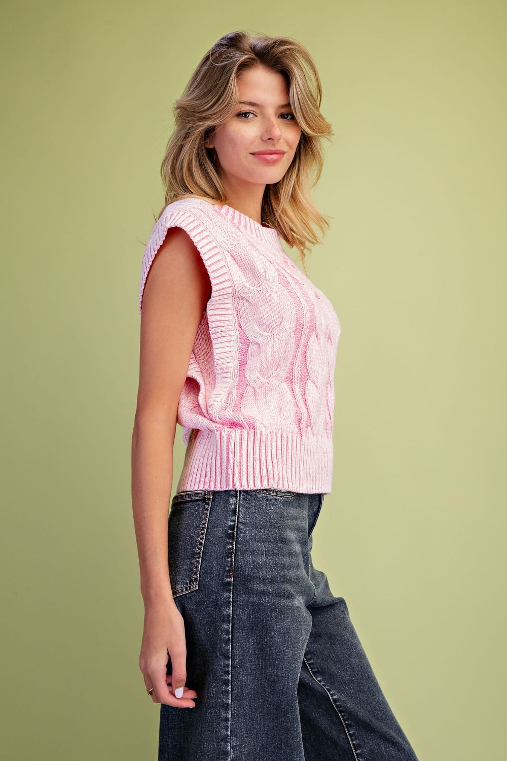 EASEL PINK  KNIT SWEATER ST110002