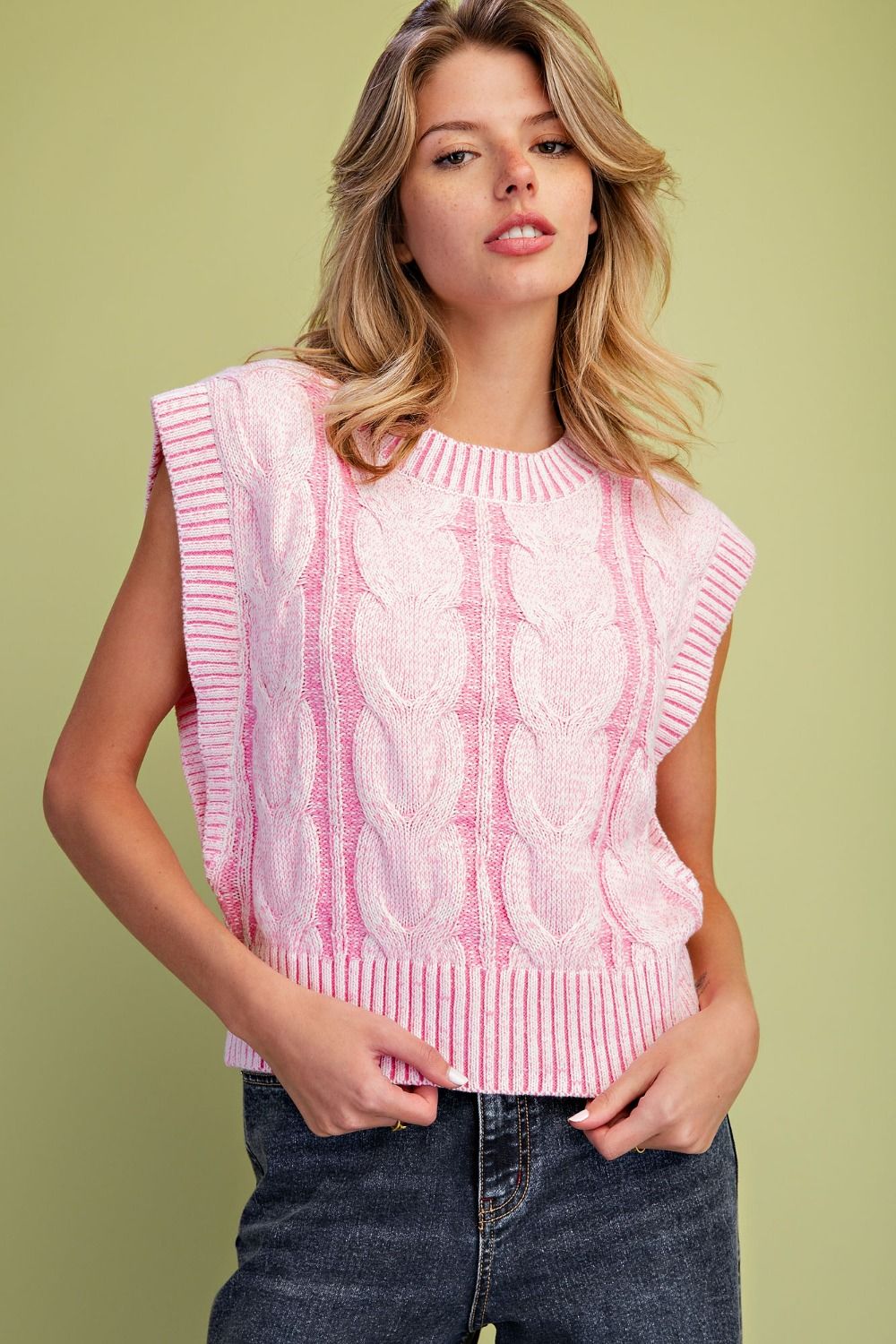 EASEL PINK  KNIT SWEATER ST110002