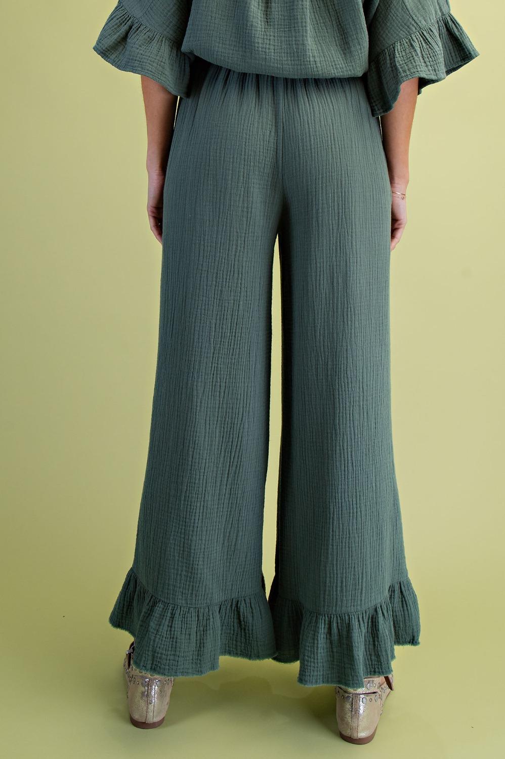EASEL TEAL GAUZE PANTS SB600082