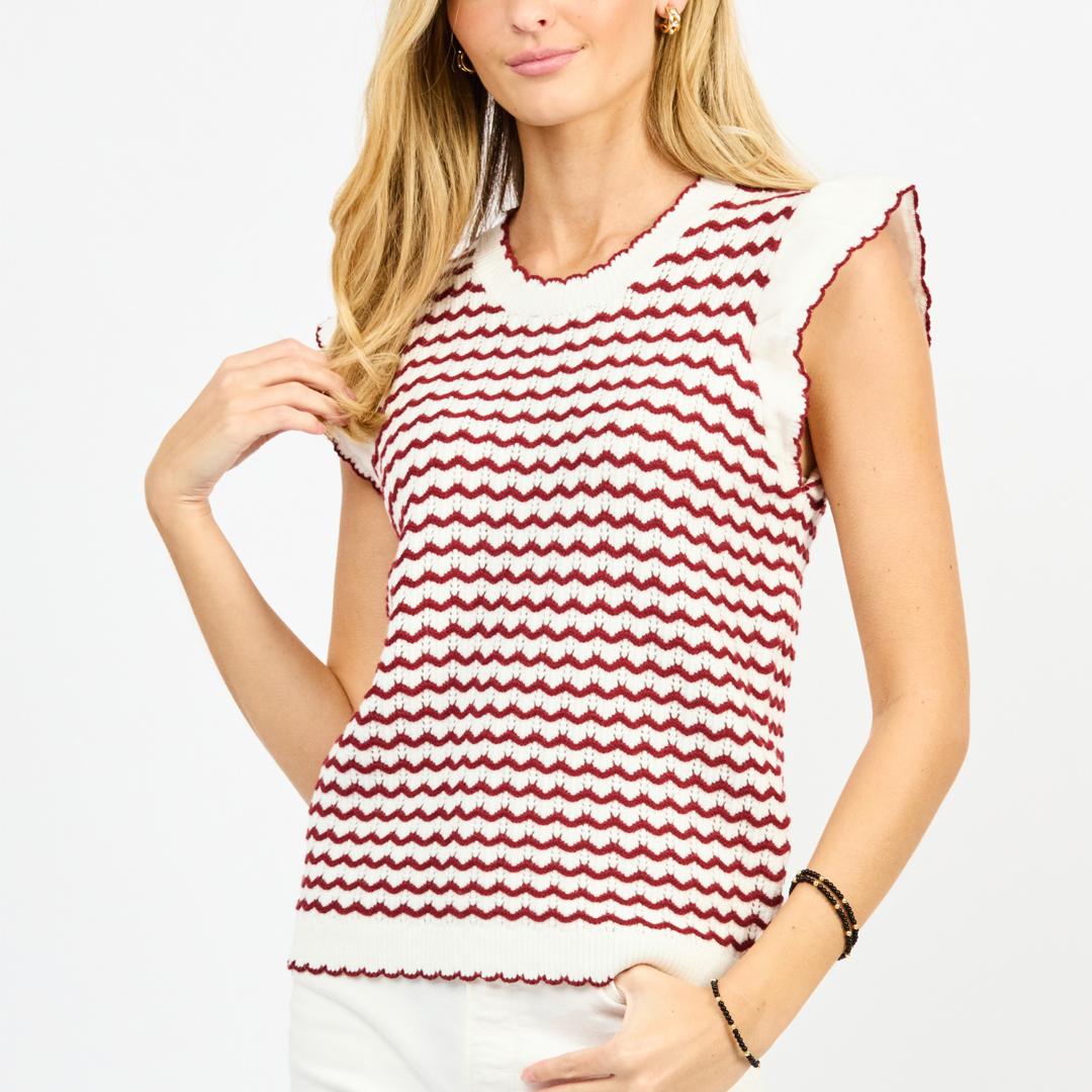 MS MAROON/WHITE SWEATER 76344