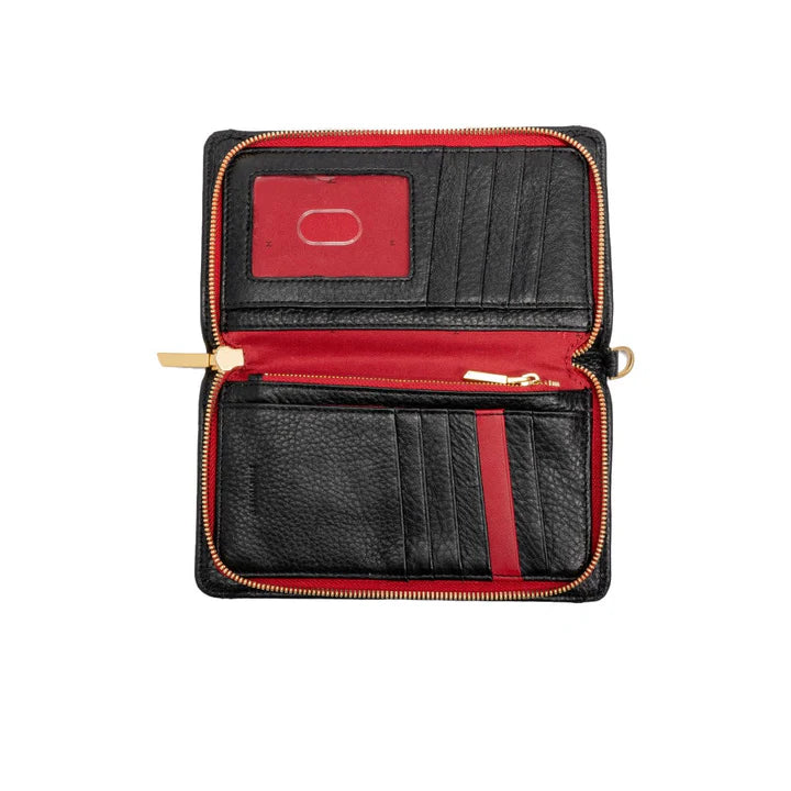 HAMMITT BRYANT WALLET-BLACK BG RED ZIP