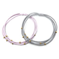 3mm Gold Water Pony Waterproof Bracelet Hair Bands in Gray & Pink (#5)